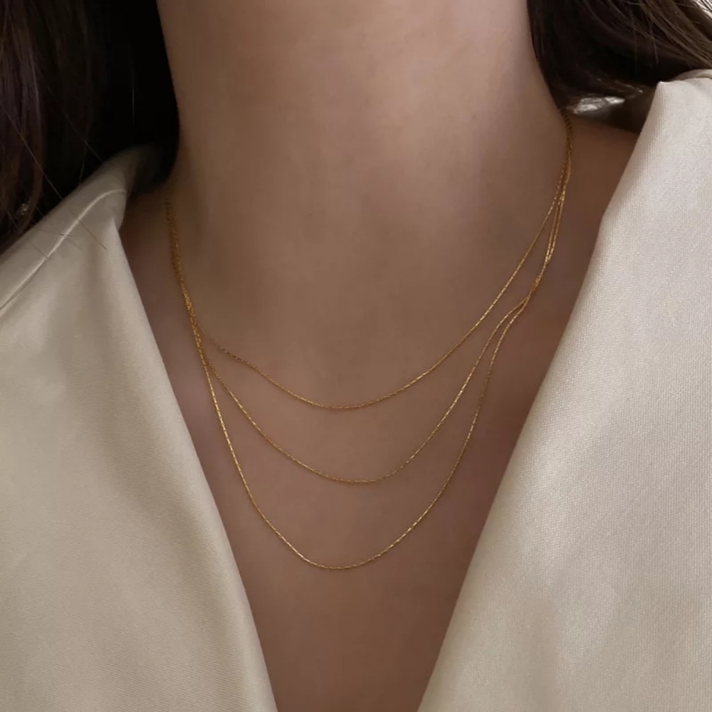 ₩ Multi Layered Gold Chain Punk Choker Necklace